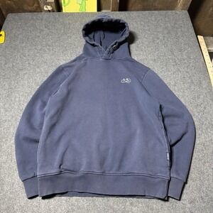 Green Bomb Mens Heavyweight Embroidered Bike Hoodie Size L Faded Blue